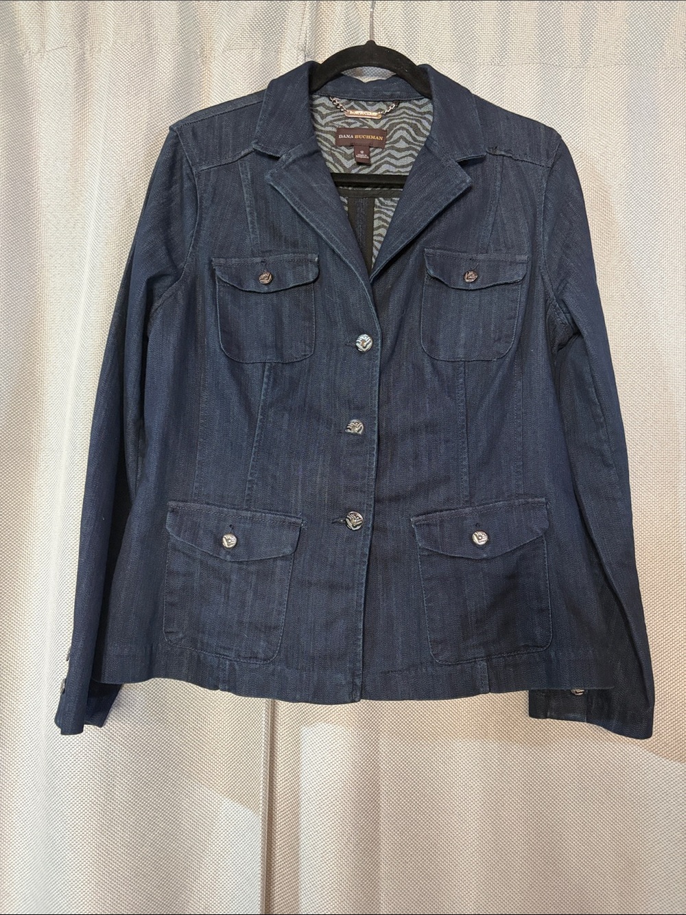 Dana Buchman Navy Blue Denim Blazer Jacket